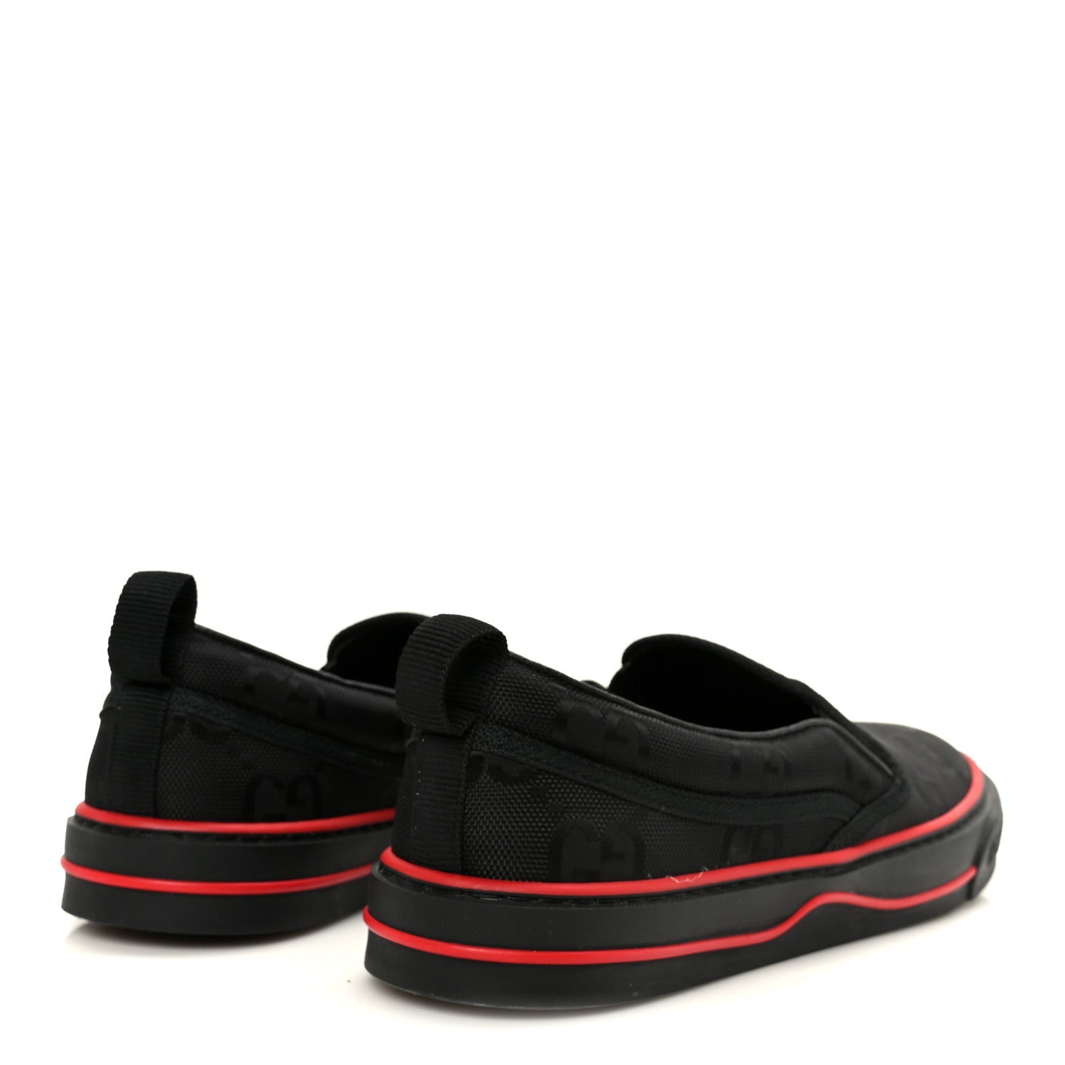 Gucci GG Nylon Mens 1977 Tennis Slip On Sneakers 8.5 Black