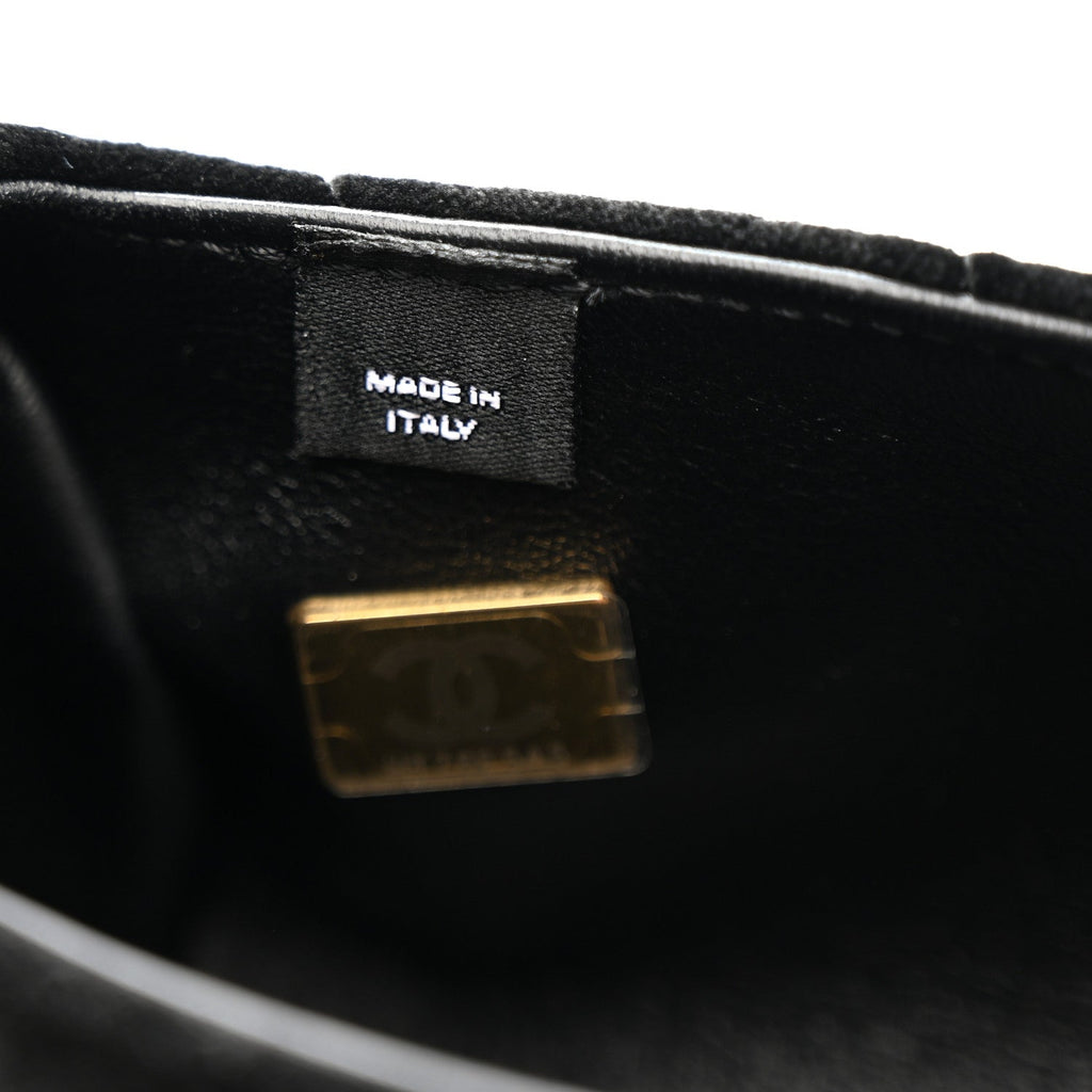 Chanel Velvet Quilted Mini Top Handle Flap Black