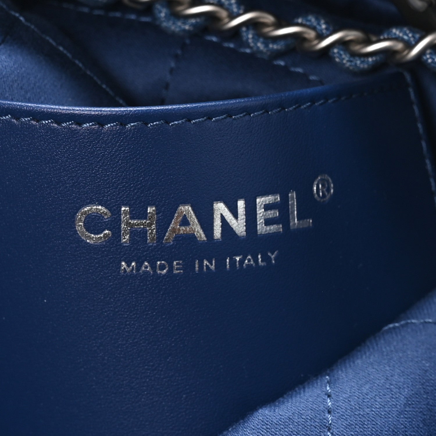 Chanel Washed Denim Logo Embroidered Mini Chanel 22 Blue