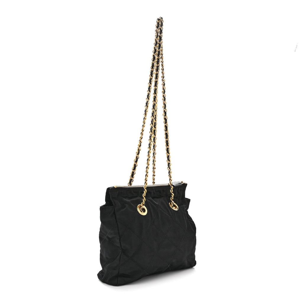 Prada Nylon Tessuto Impuntu Quilted Flap Shoulder Bag Black