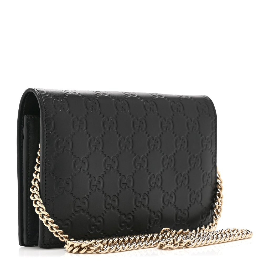 Gucci Guccissima Signature Bowy Chain Wallet Black