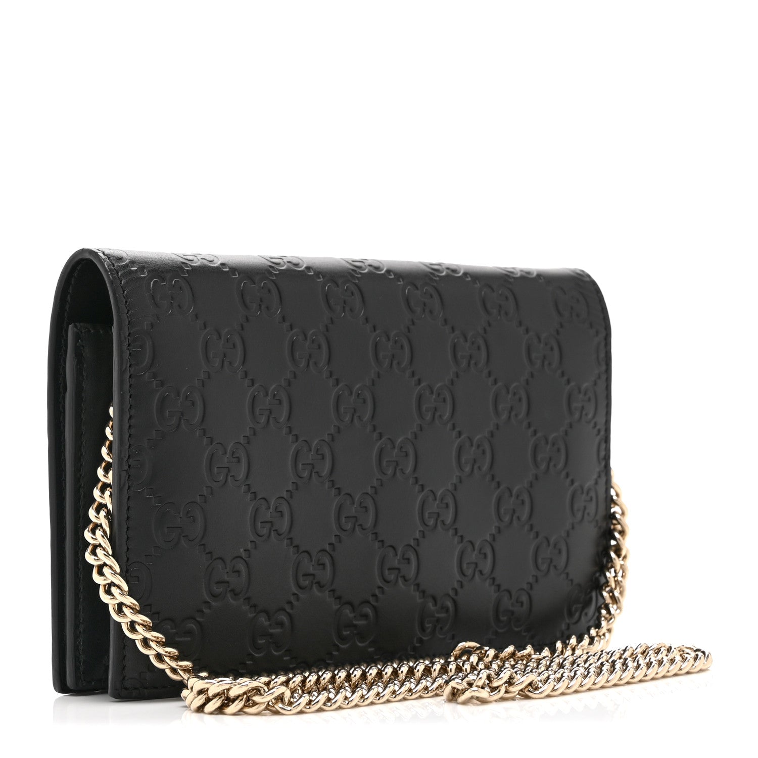 Gucci Guccissima Signature Bowy Chain Wallet Black