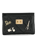 Aged Calfskin Quilted Lucky Charms Reissue Card Holder Black