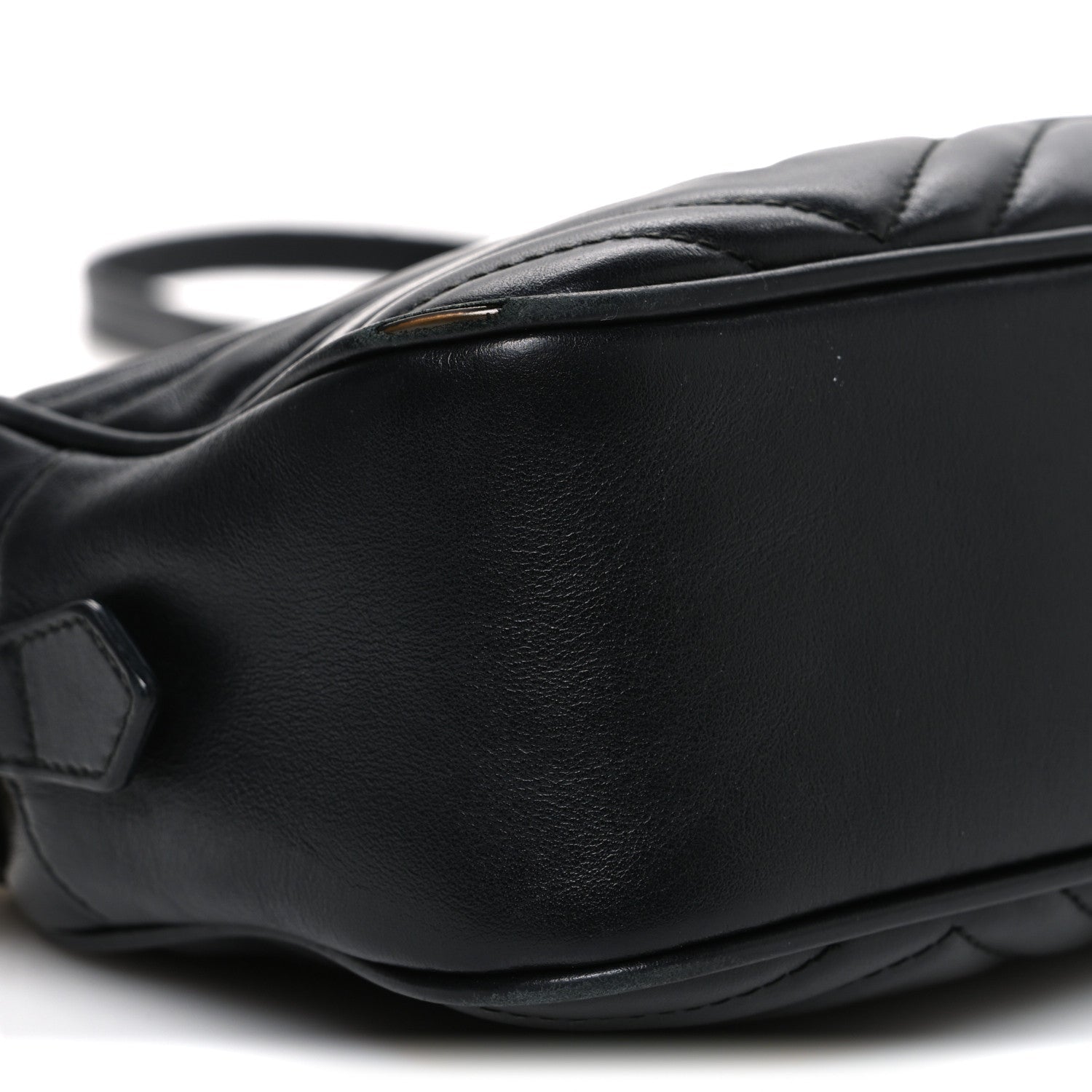 Gucci Calfskin Matelasse Small GG Marmont Chain Shoulder Bag Black