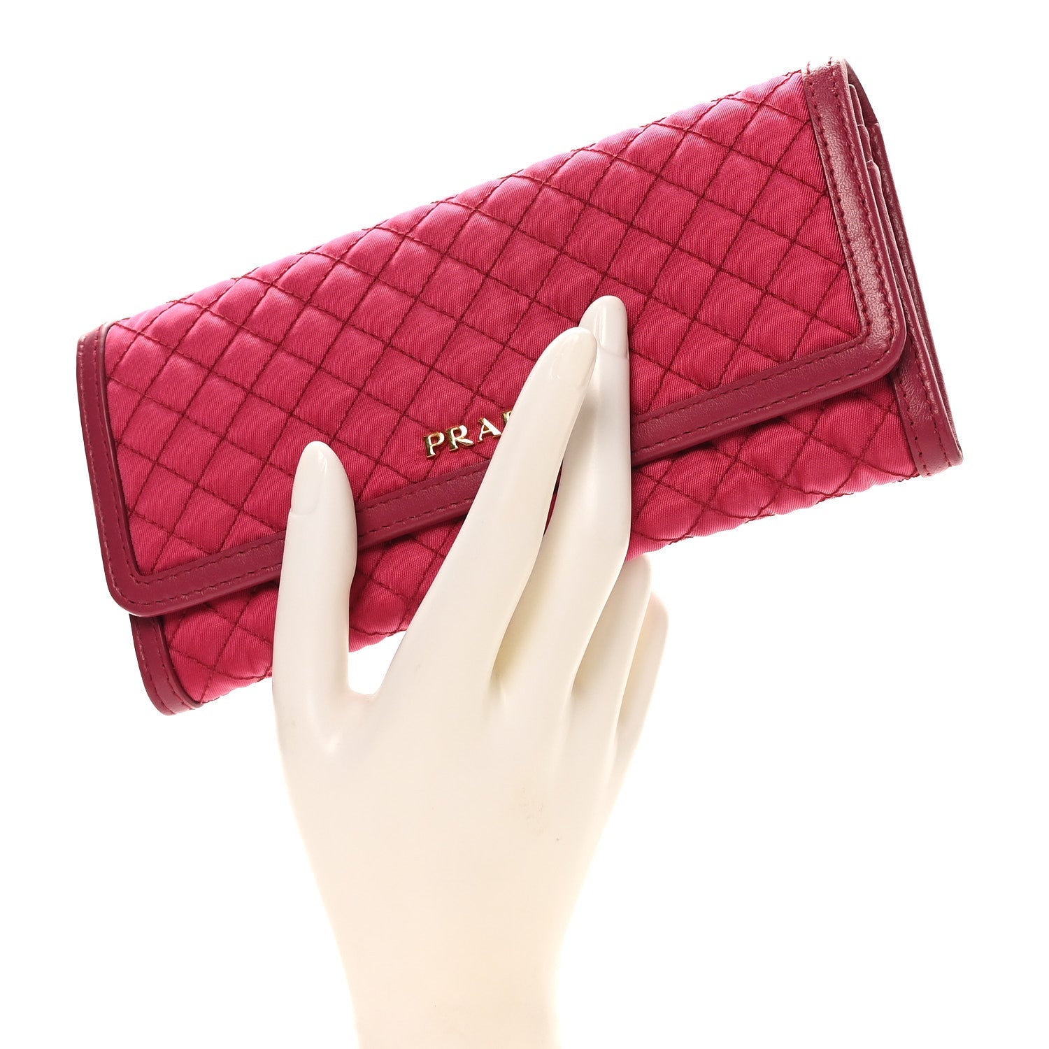 Prada Tessuto Nylon Quilted Continental Flap Wallet Ibisco