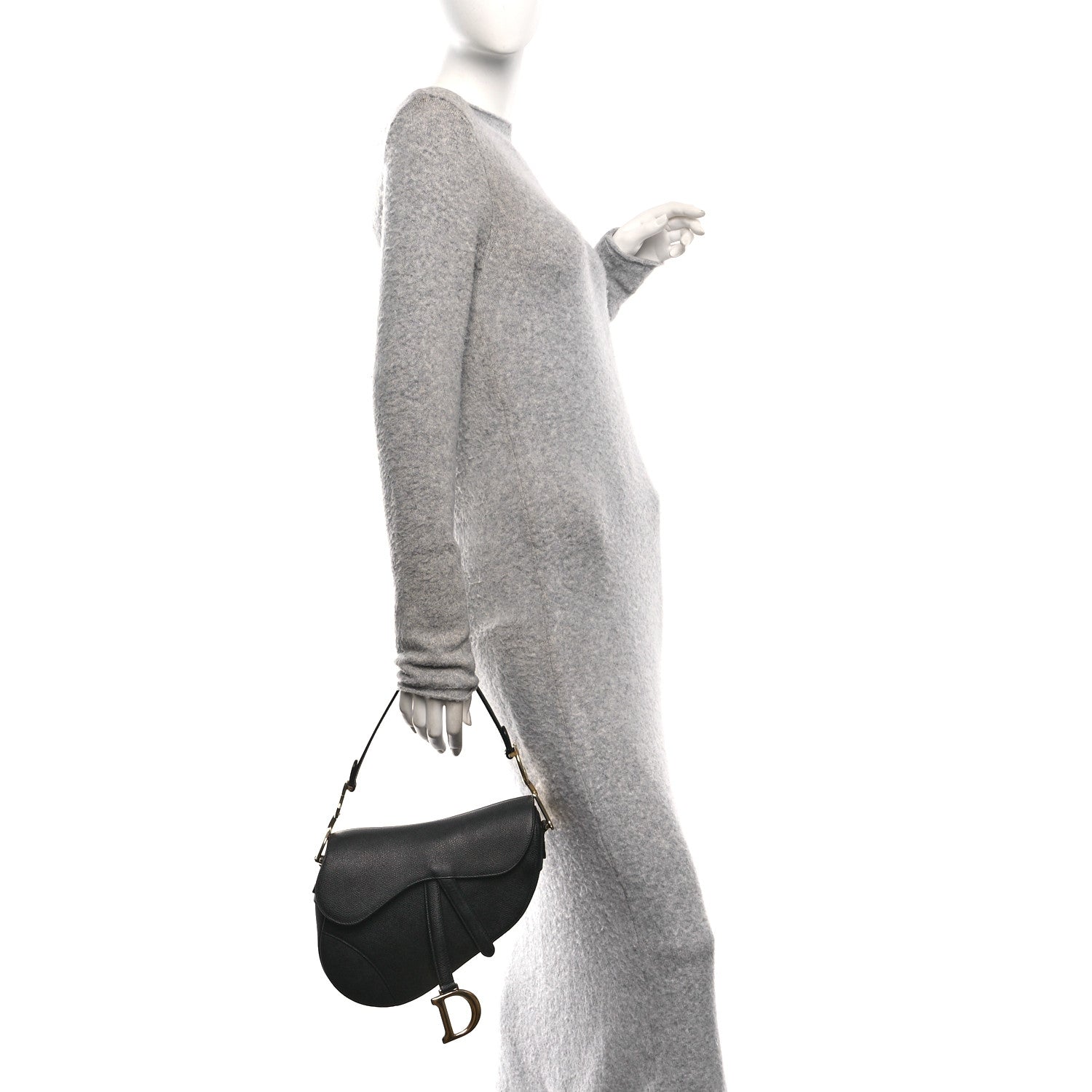 Christian Dior Grained Calfskin Saddle Bag Black