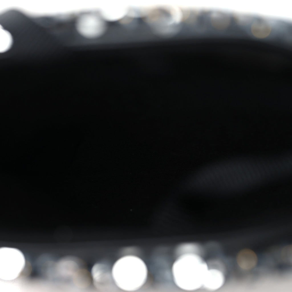 Chanel Tweed Sequin Chain Around Phone Holder Silver Black