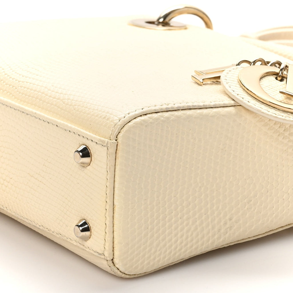 Christian Dior Lizard Mini Lady Dior White