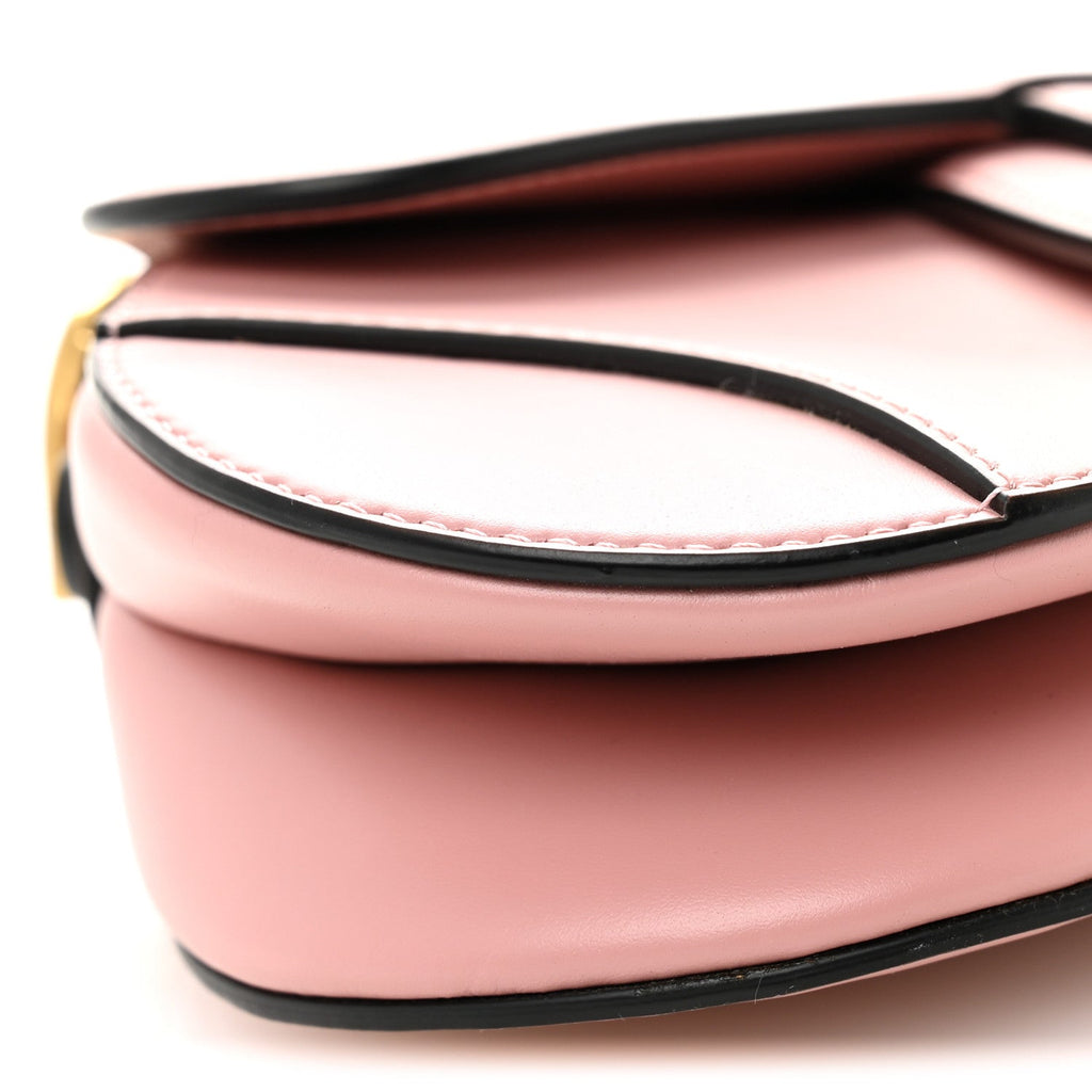 Christian Dior Smooth Calfskin Mini Saddle Bag Antique Pink