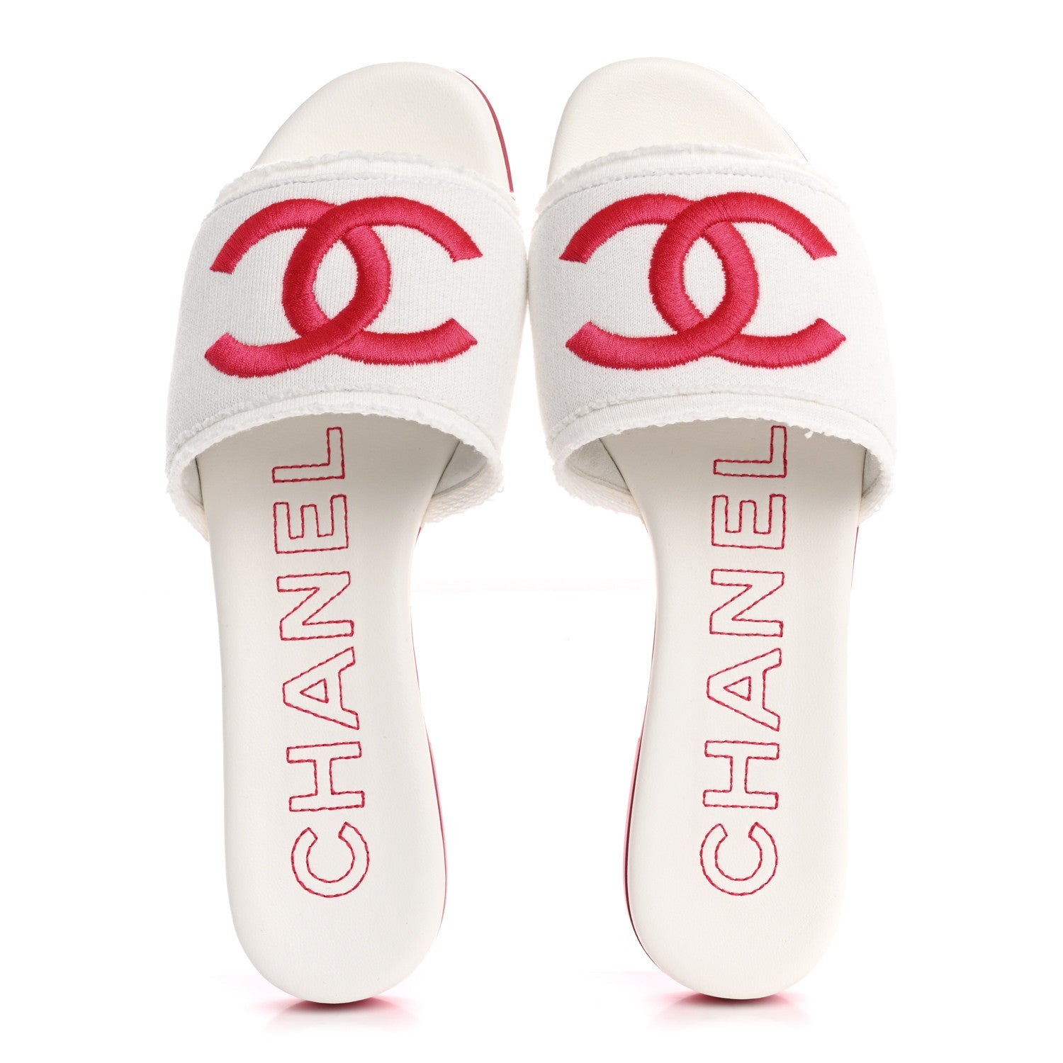 Jersey Knit CC Mules 37 White Fuchsia