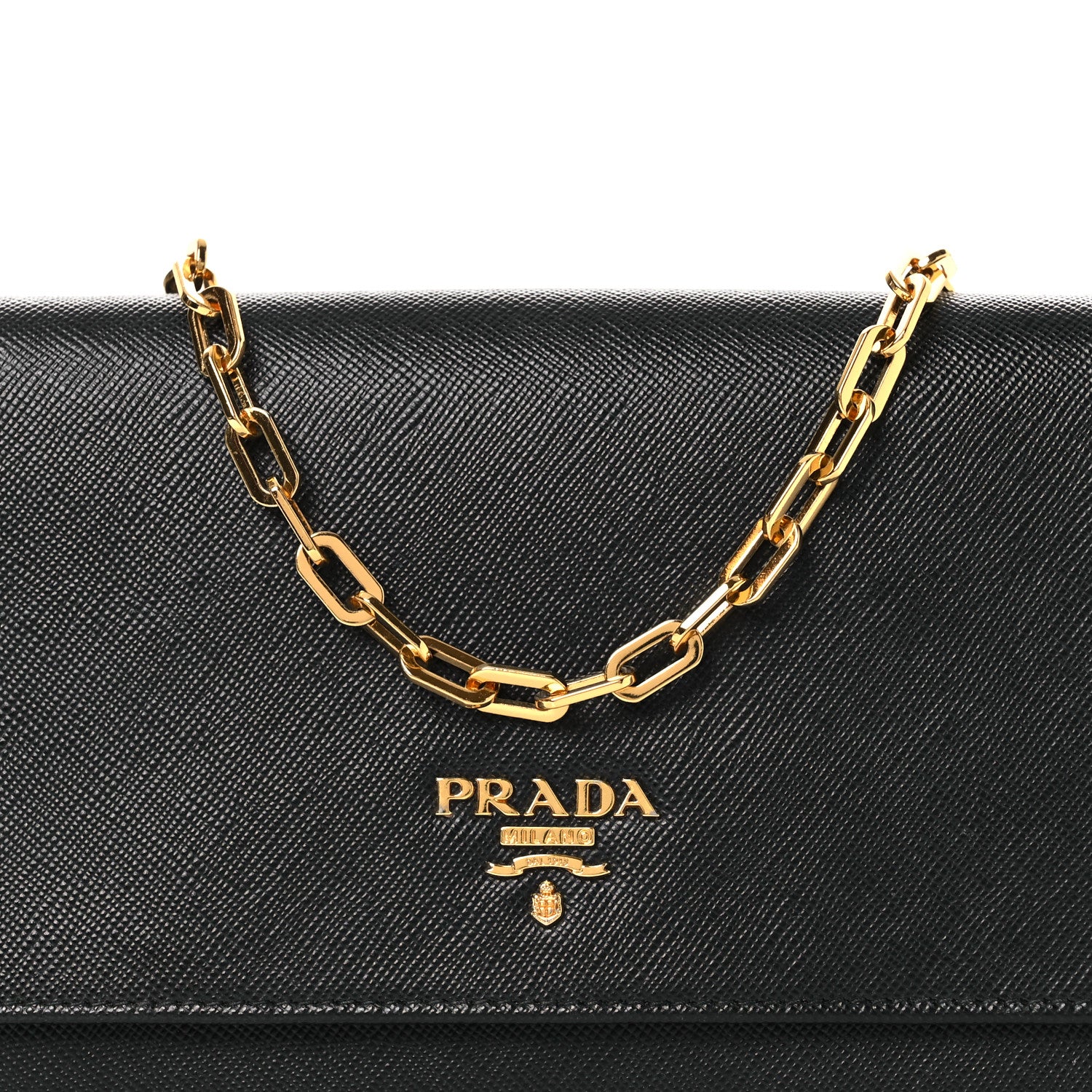 Prada Saffiano Metal Large Chain Wallet Black