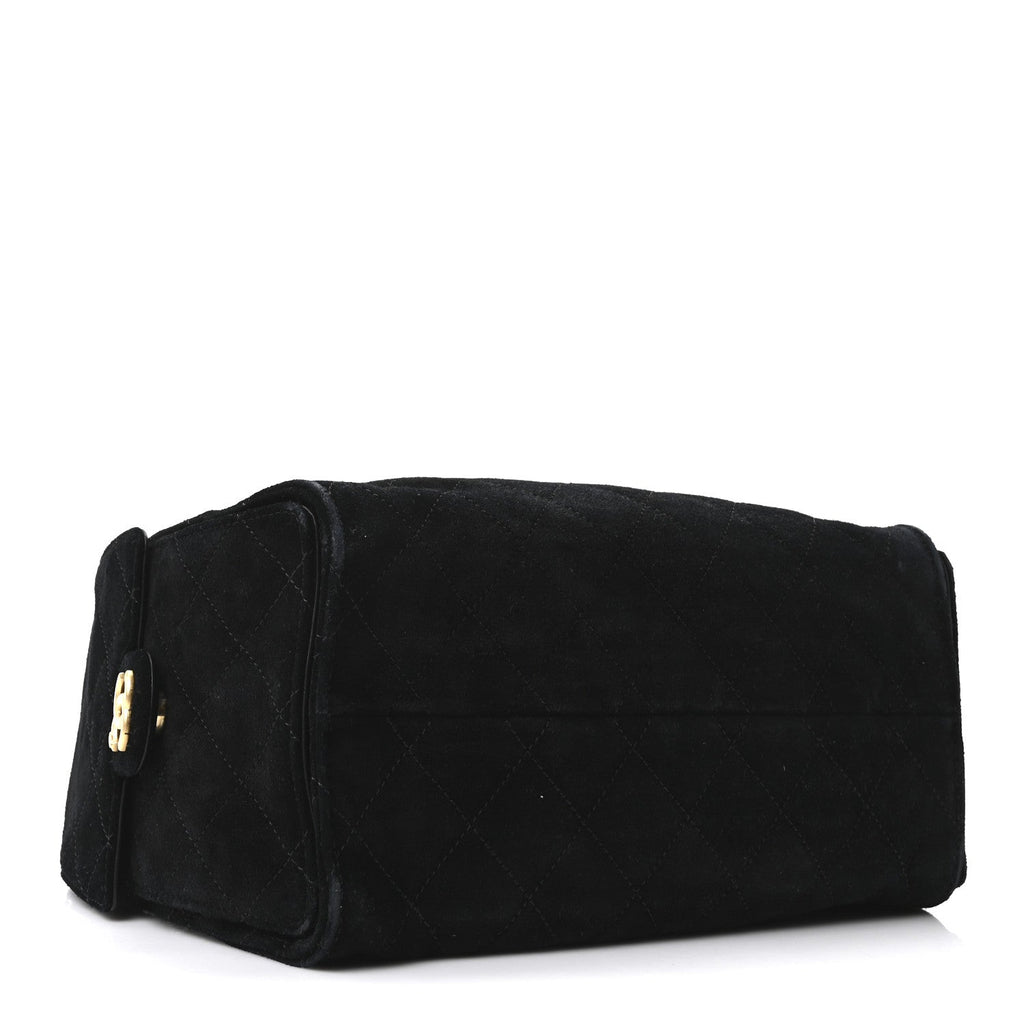 Chanel Suede Quilted Small Chanel 25 Handbag Black