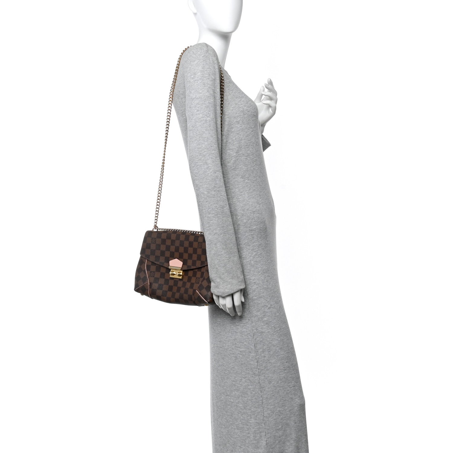 Louis Vuitton Damier Ebene Caissa Clutch Rose Ballerine