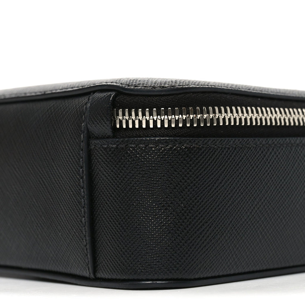 Prada Saffiano Travel Medium Brique Crossbody Bag Black