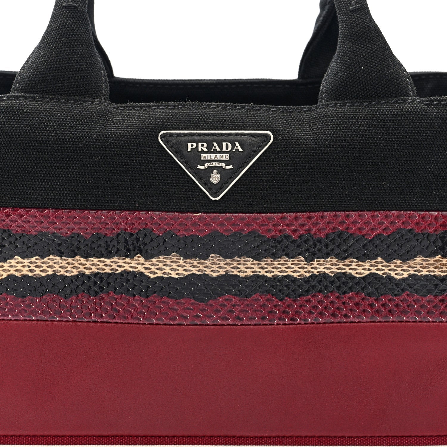 Prada Patch Righe Mix Tote Cerise
