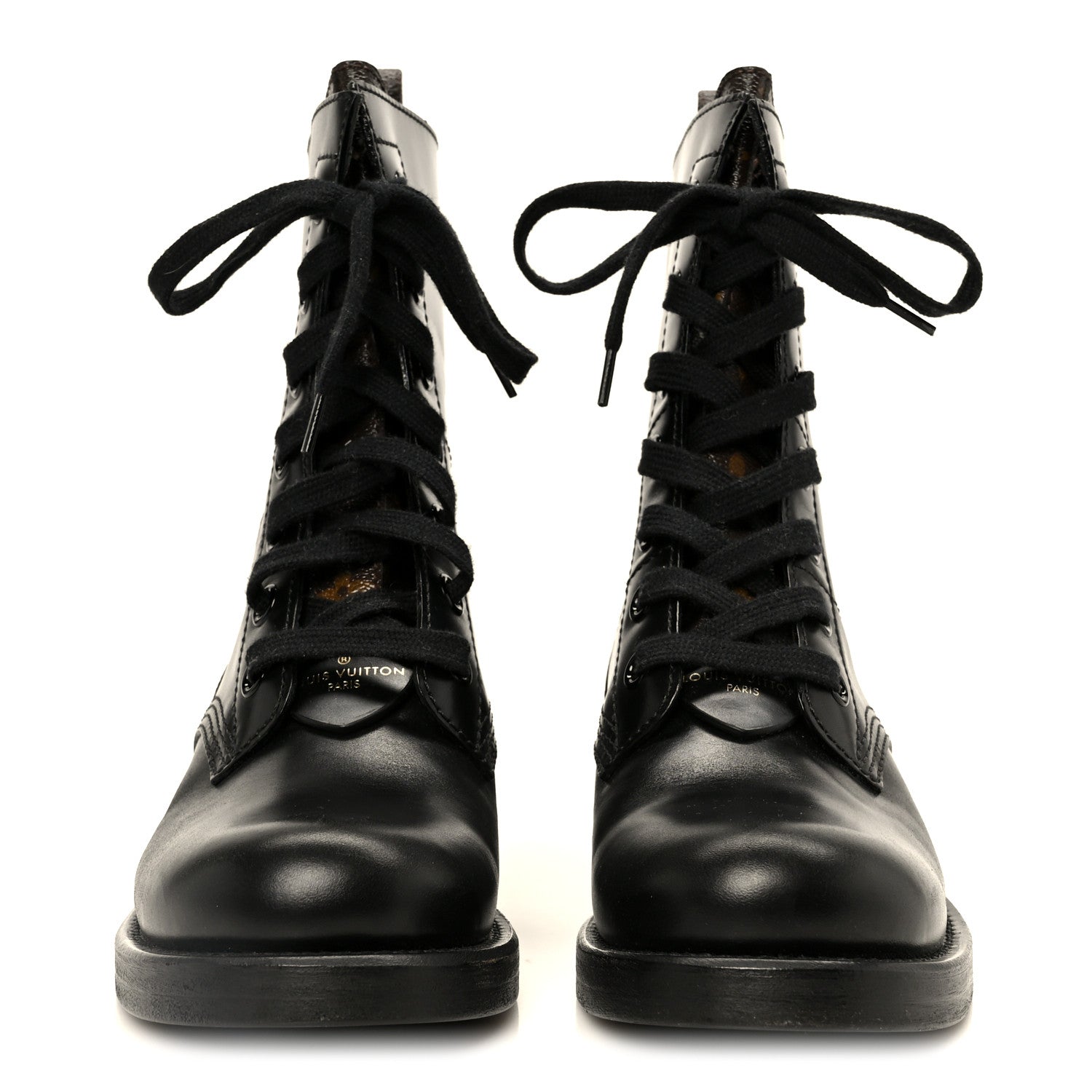 Louis Vuitton Calfskin Monogram Metropolis Flat Ranger Boots 37 Black