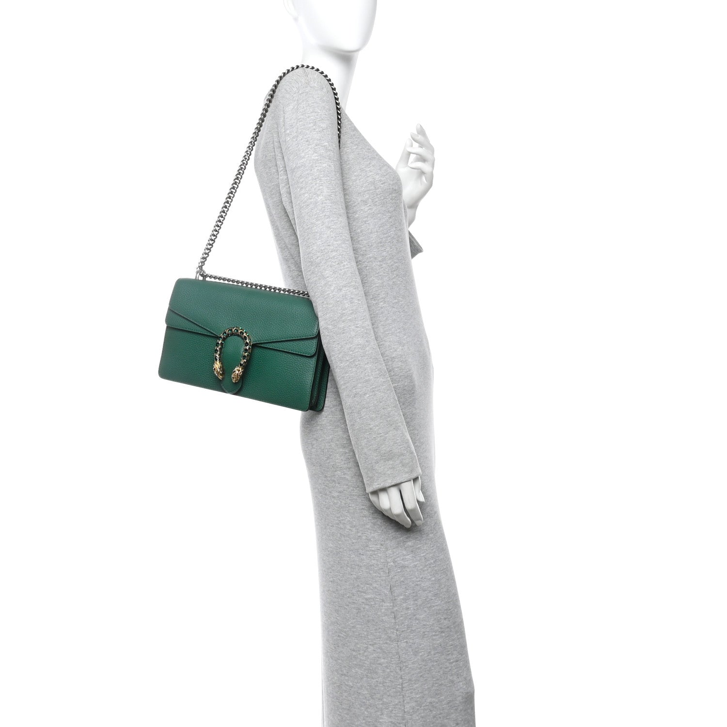 Gucci Dollar Calfskin Crystal Small Dionysus Shoulder Bag Emerald
