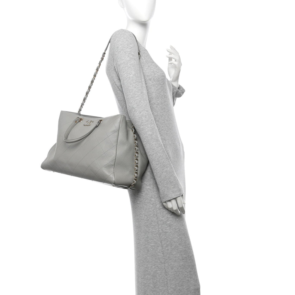 Chanel Bullskin Stitched Large Shopping Bag Grey