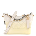 Chanel Patent Goatskin Quilted Small Gabrielle Hobo White
