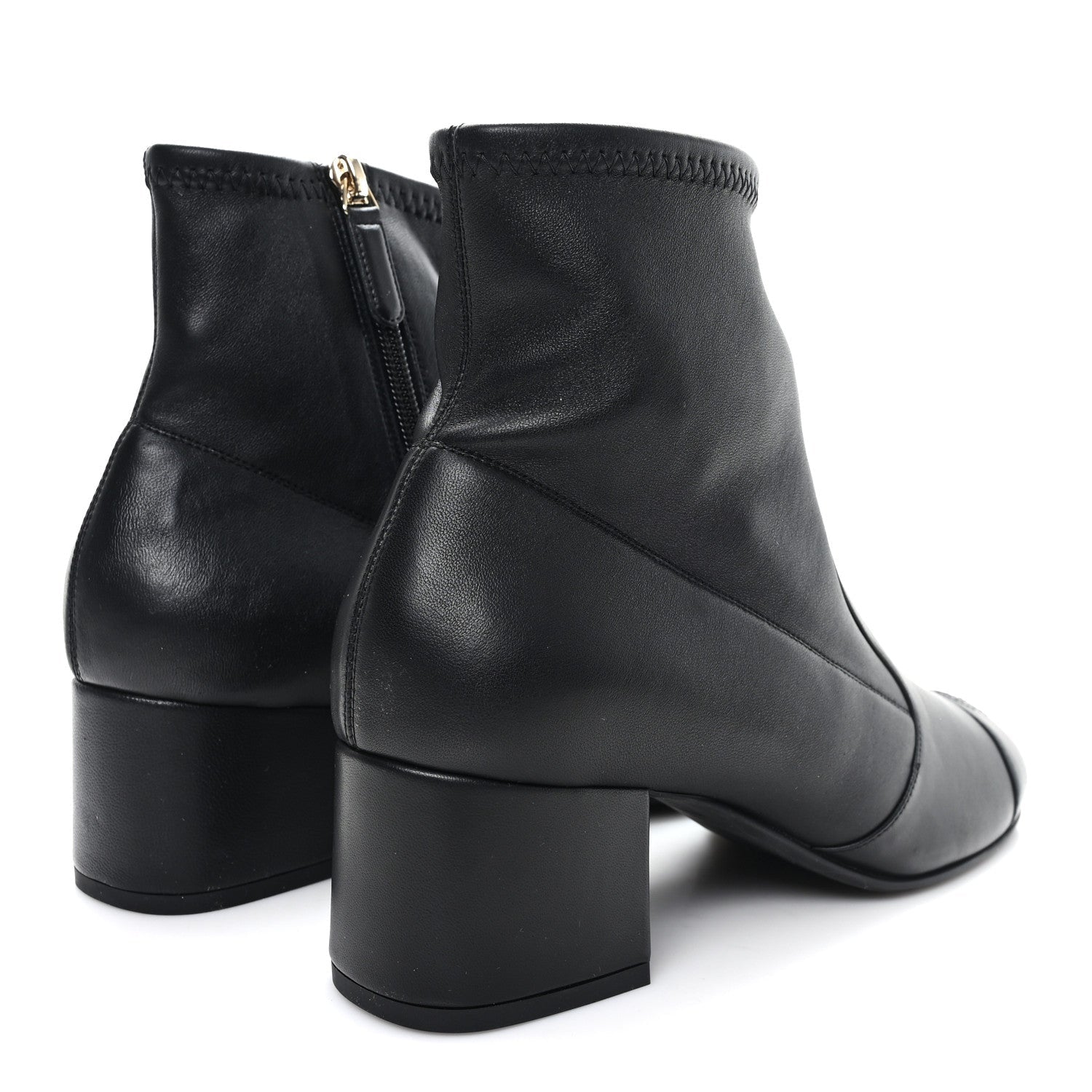 Chanel Stretch Lambskin Cap Toe CC Uniform Short Boots 39 Black