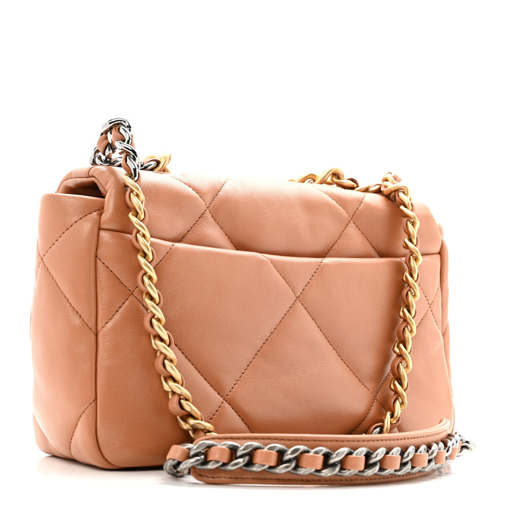 Chanel Lambskin Quilted Medium Chanel 19 Flap Brown