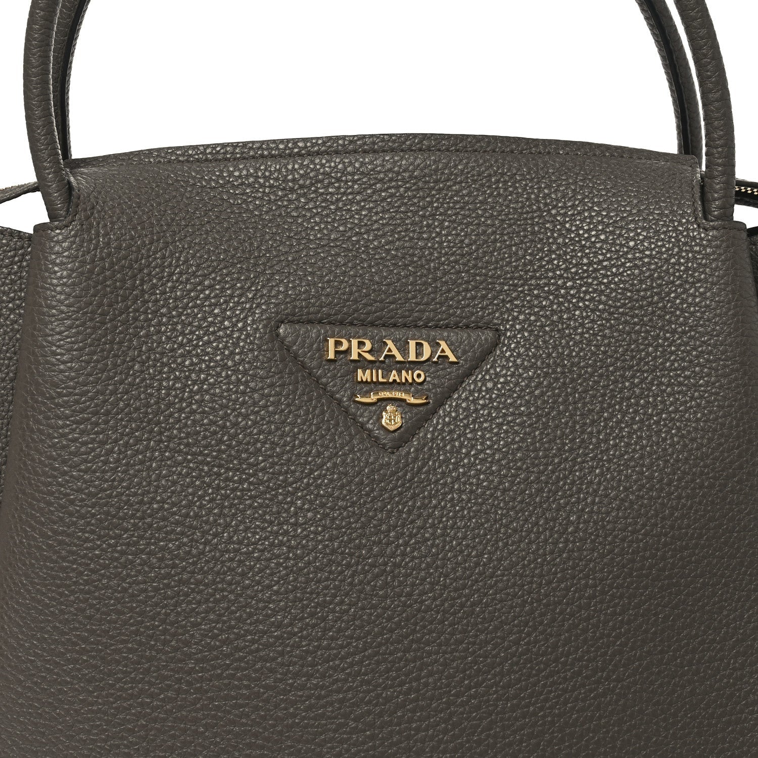 Prada Vitello Daino Soft Medium Zippered Top Handle Bag Bambu
