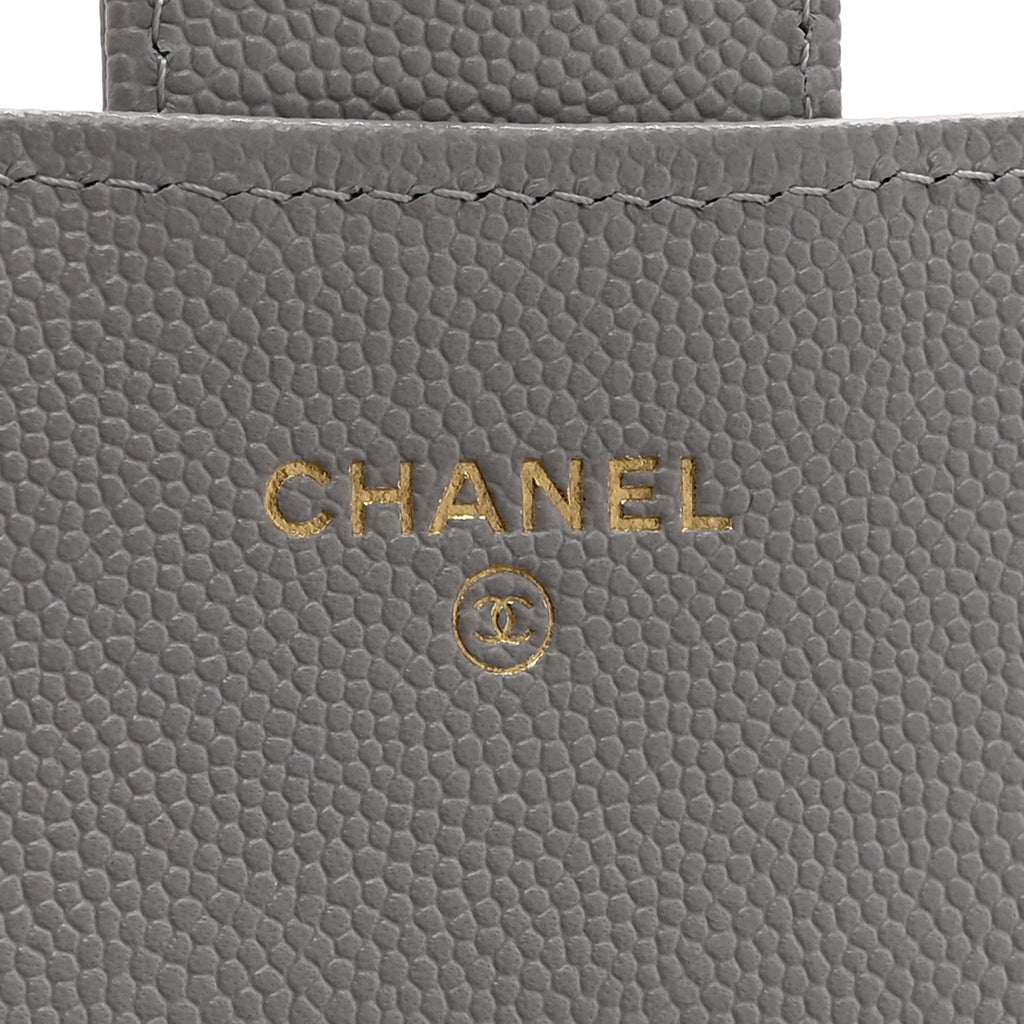 Caviar Quilted Large Gusset Flap Wallet Grey
