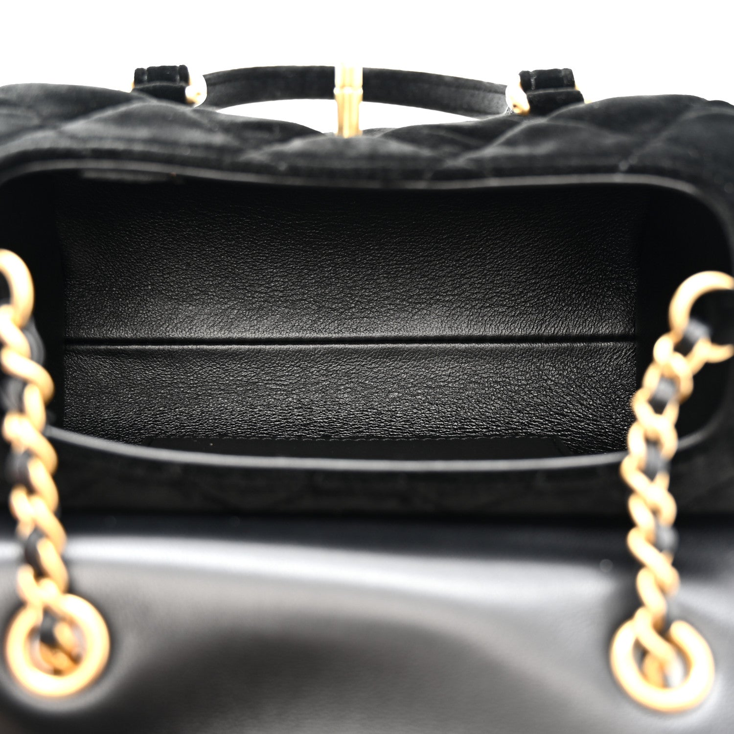 Chanel Velvet Quilted Mini Top Handle Flap Black