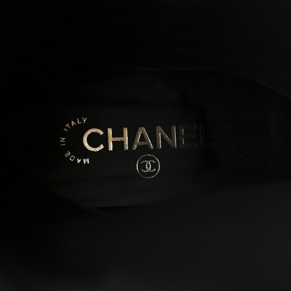 Chanel Suede Calfskin CC Short Boots 37.5 Black