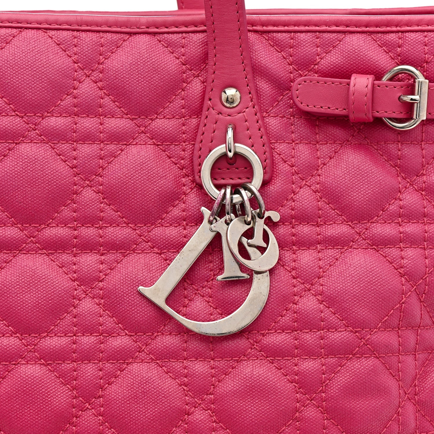 Christian Dior Coated Canvas Cannage Medium Panarea Tote Pink