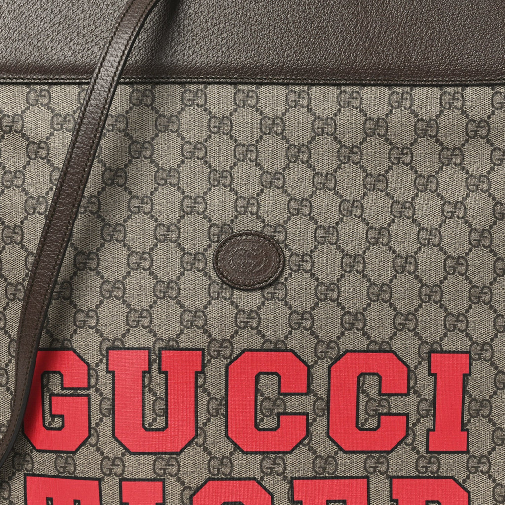 Gucci GG Supreme Monogram Textured Dollar Calfskin Web Gucci Tiger Slip Handle Tote Beige Ebony Live Red New Shamarock New Acero