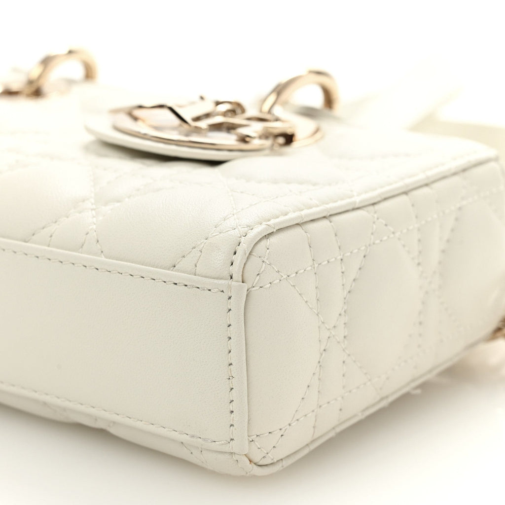 Christian Dior Lambskin Cannage Small Lady D-Joy Latte