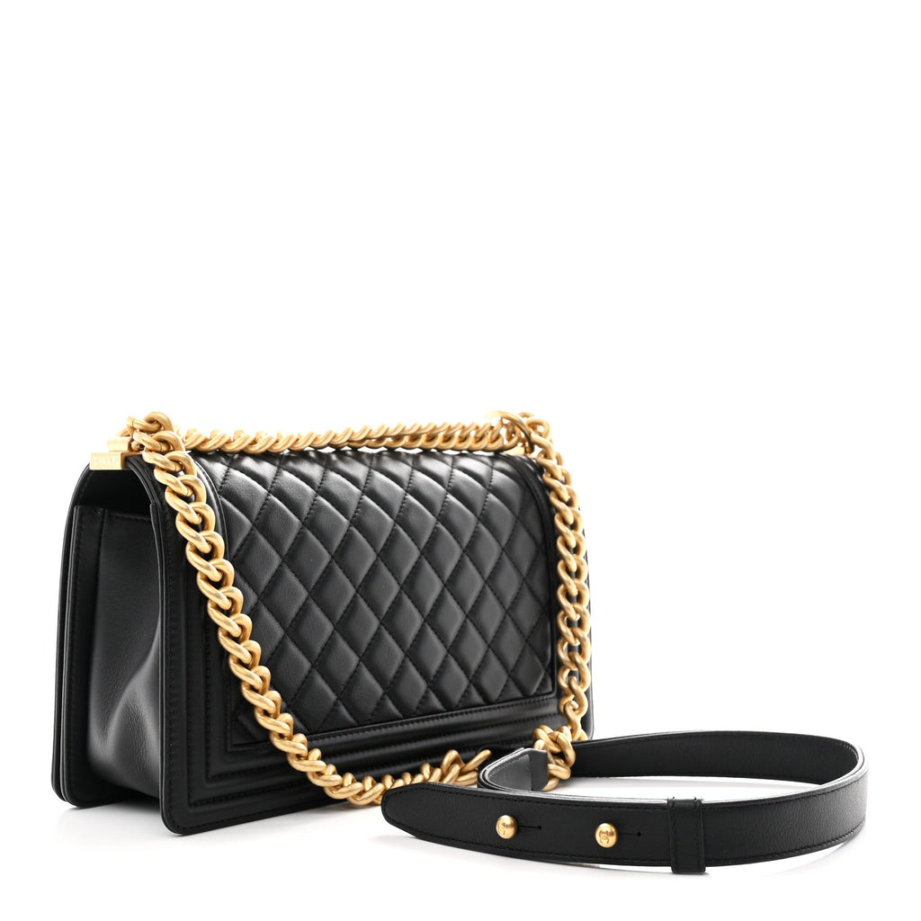 Chanel Lambskin Quilted Medium Boy Flap Black