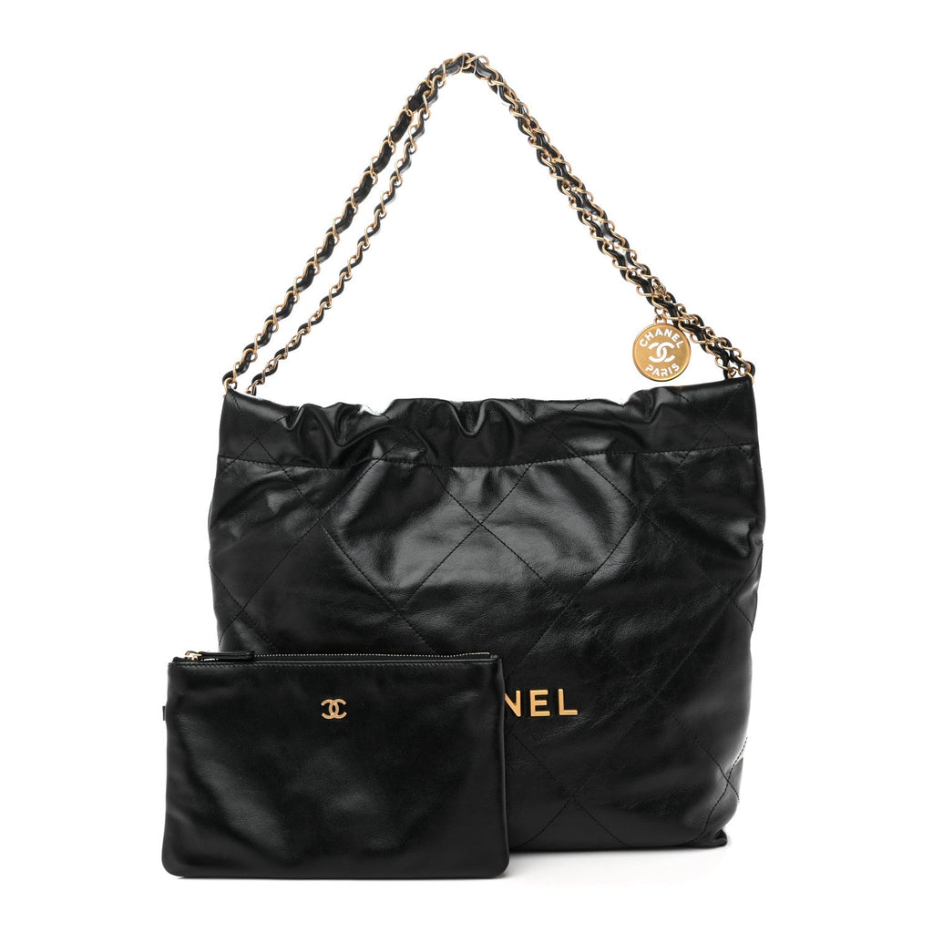 Chanel Shiny Calfskin Quilted Small Chanel 22 Black