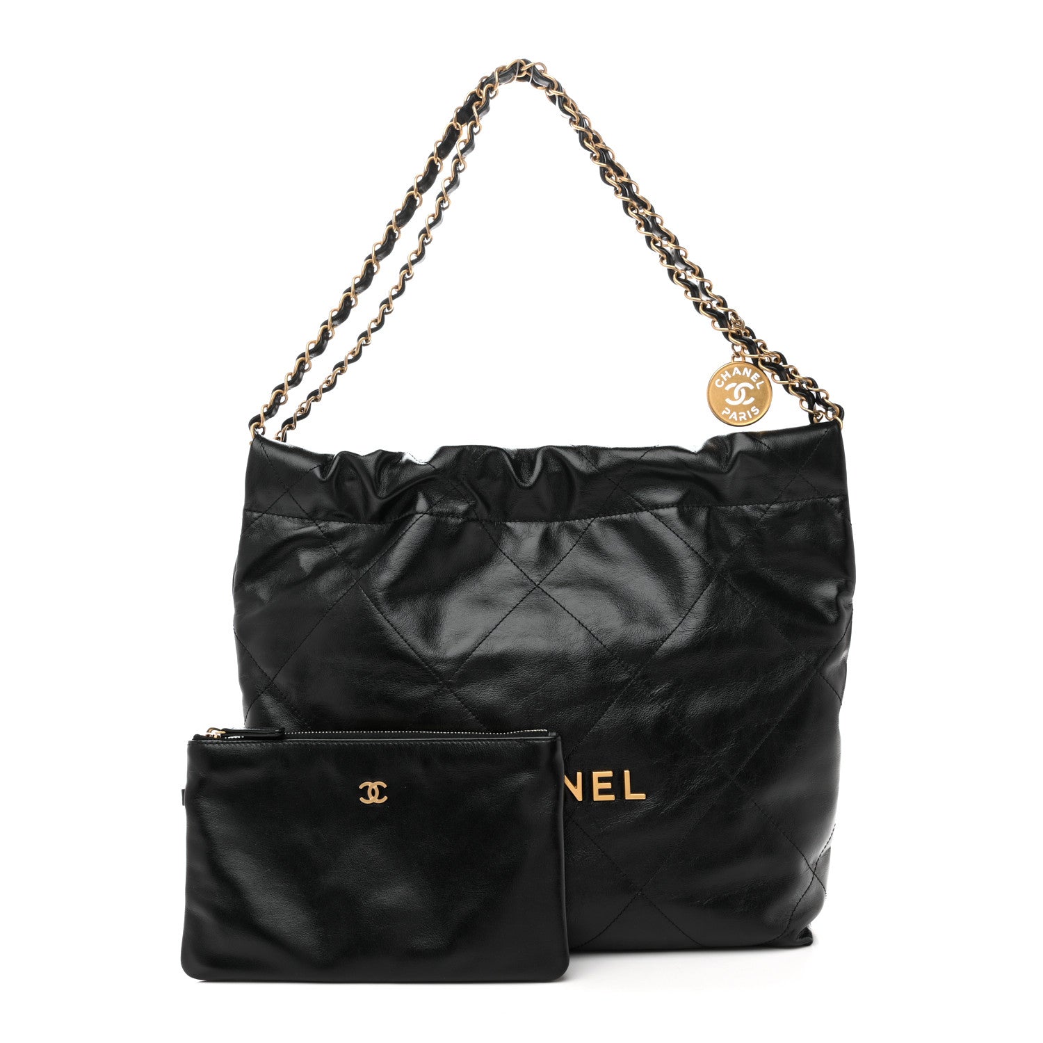 Chanel Shiny Calfskin Quilted Small Chanel 22 Black
