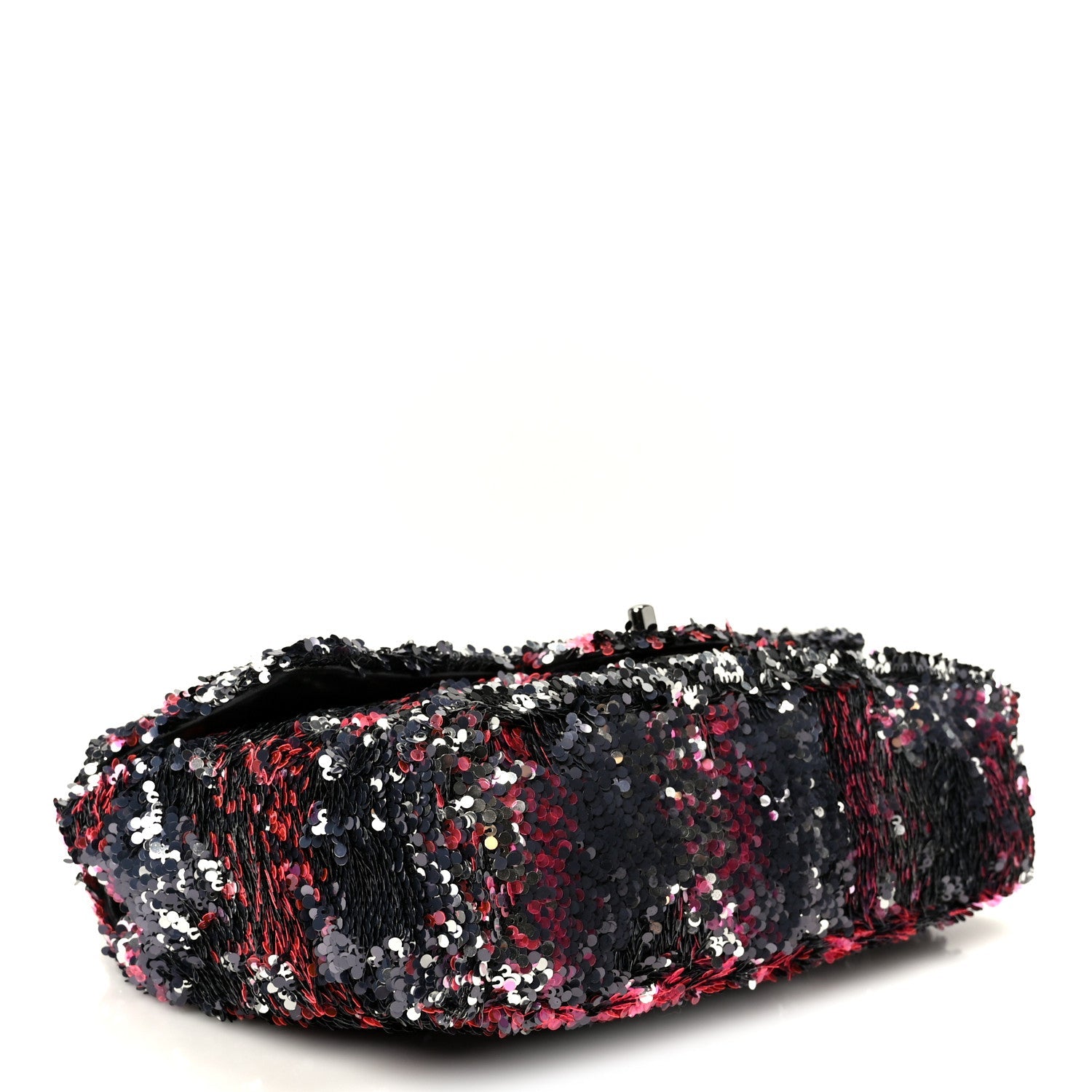 Chanel Sequin Logo Single Flap Pink Silver Black