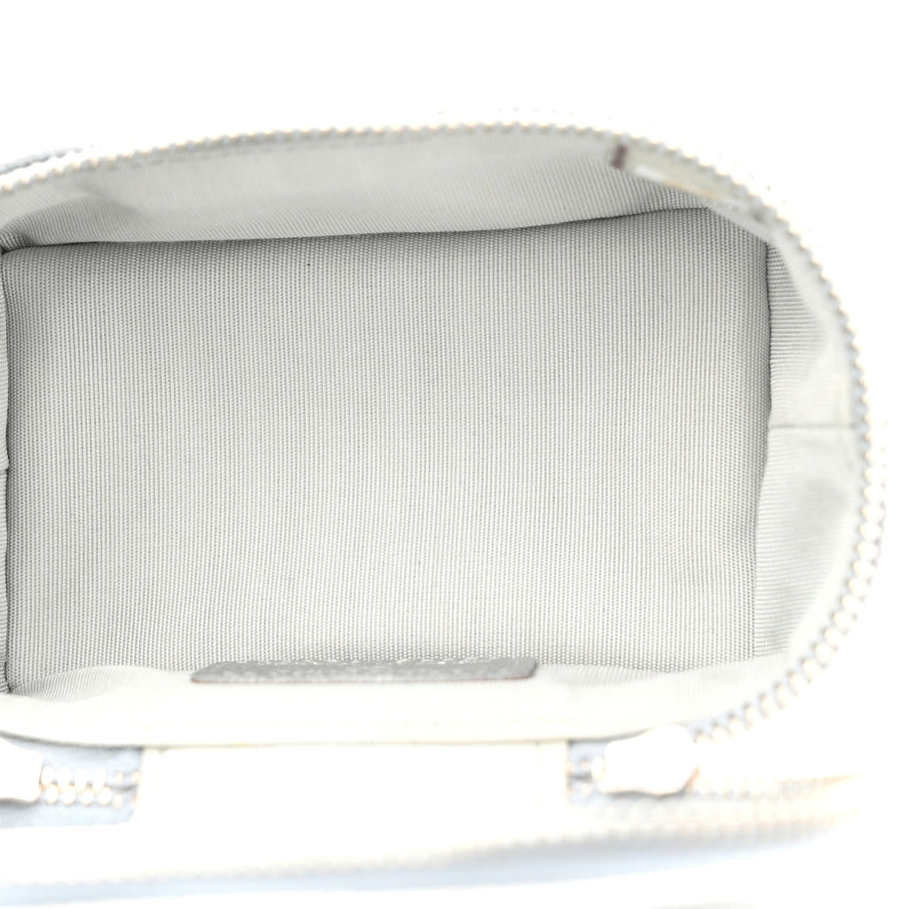 Chanel Metallic Caviar Quilted Mini Top Handle Vanity With Chain Silver