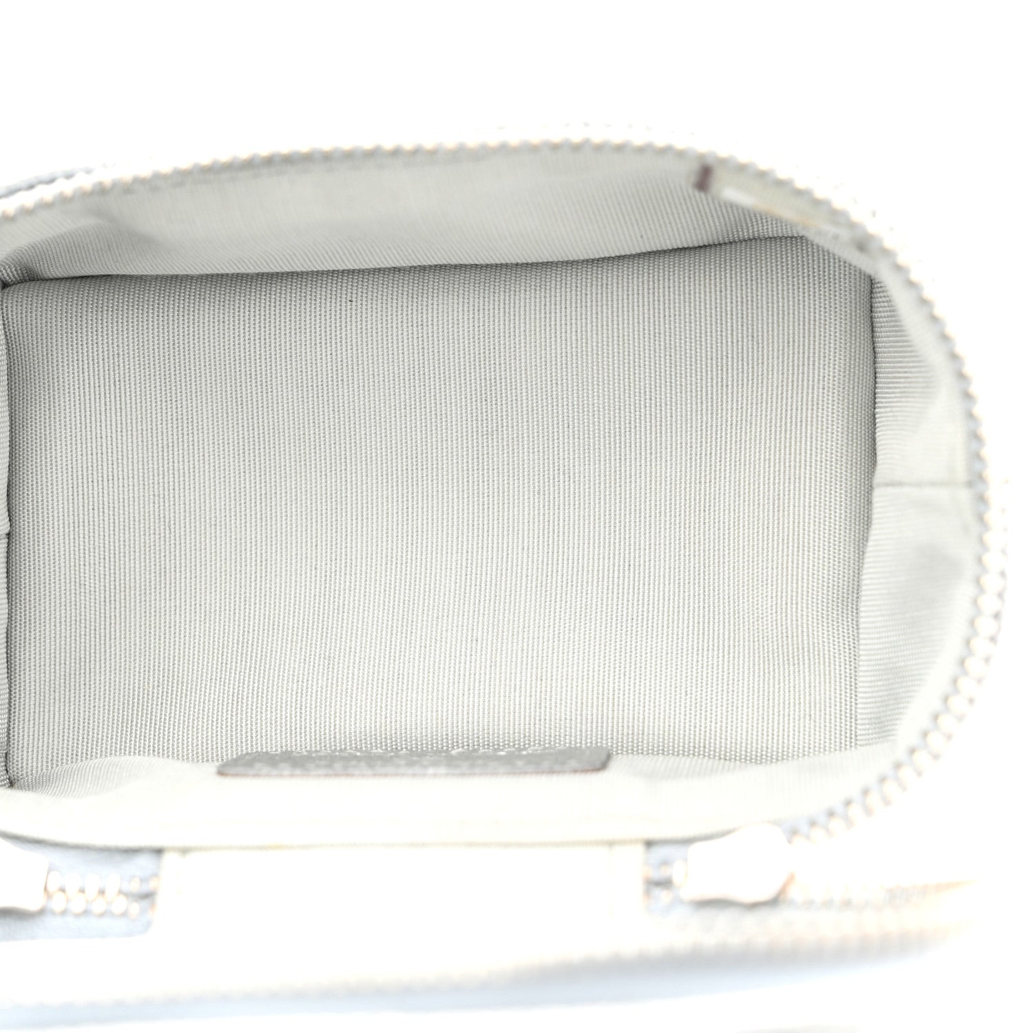 Chanel Metallic Caviar Quilted Mini Top Handle Vanity With Chain Silver