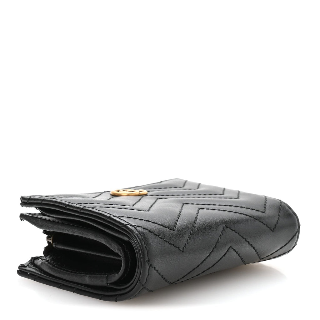 Gucci Calfskin Matelasse GG Marmont Card Case Wallet Black