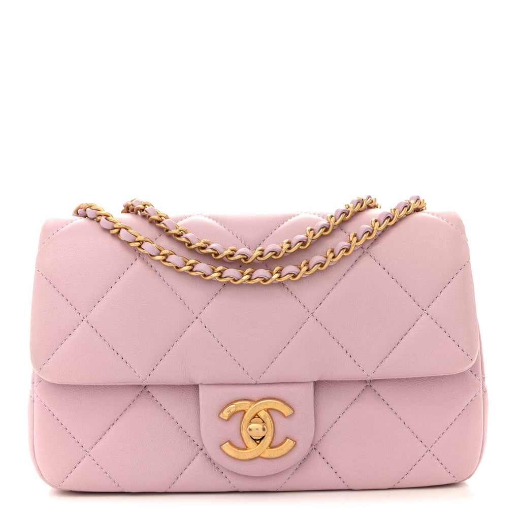 Chanel Lambskin Quilted Pearl Small Flap Light Purple