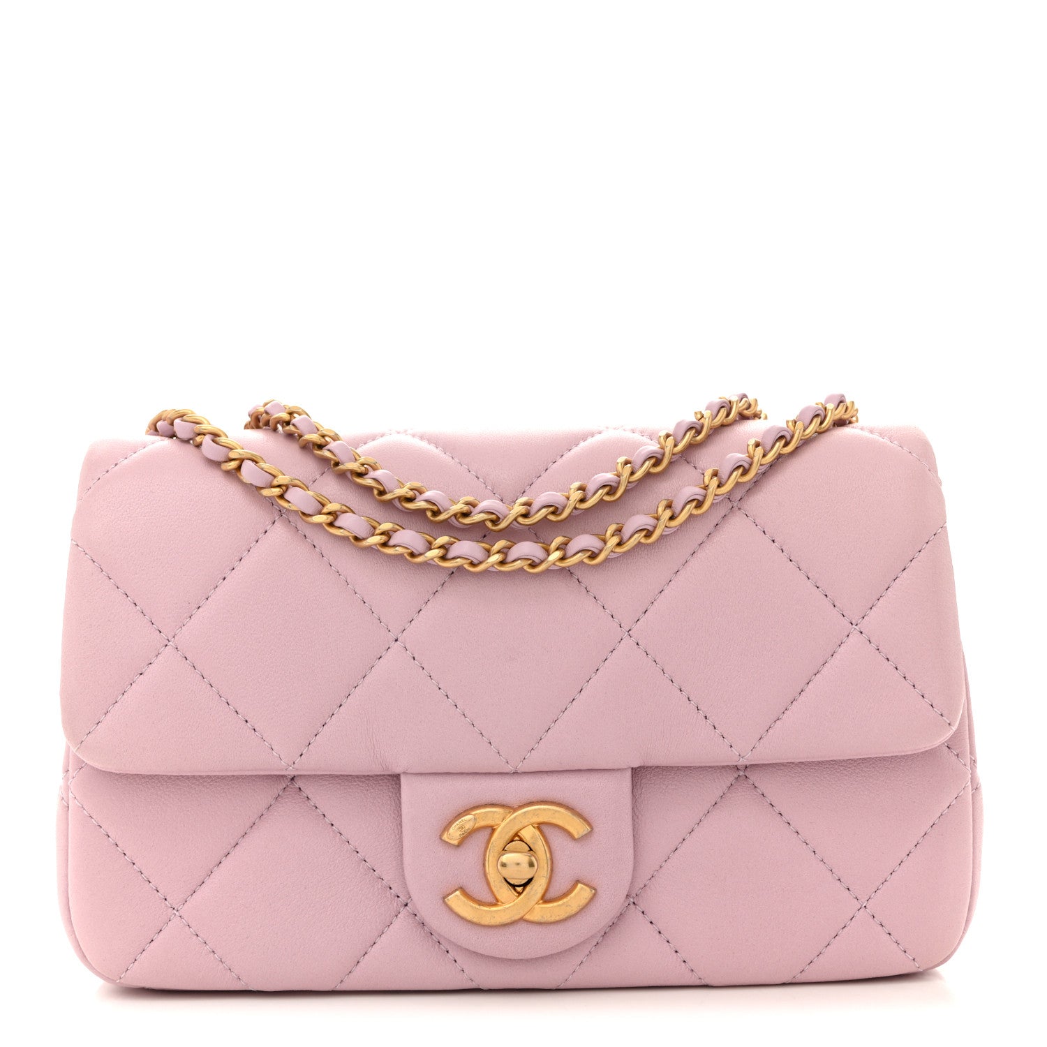 Chanel Lambskin Quilted Pearl Small Flap Light Purple