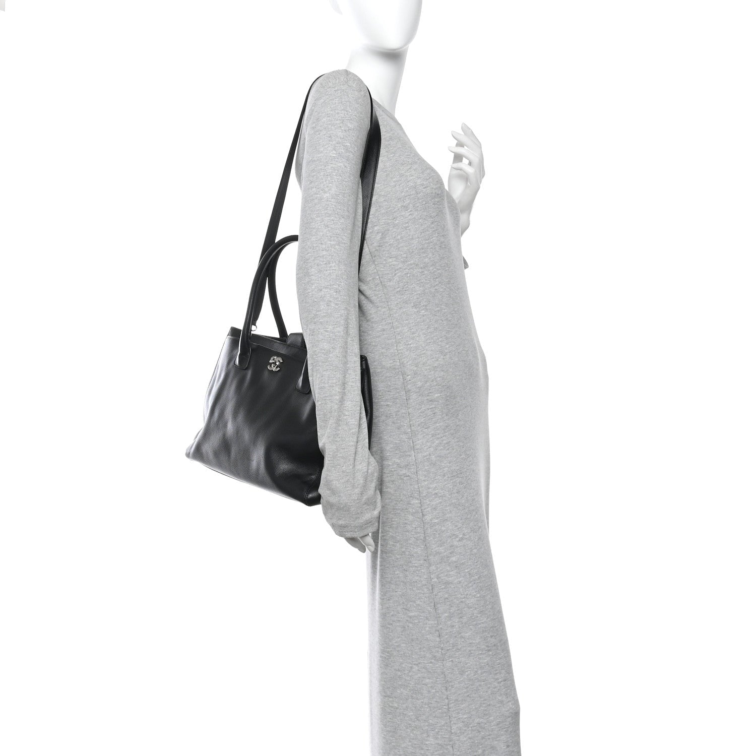 Chanel Calfskin Cerf Executive Shopper Tote Black