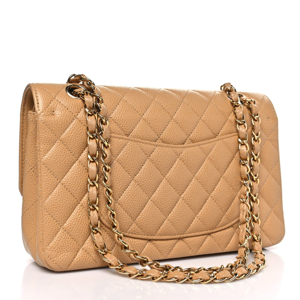 Chanel Caviar Quilted Medium Double Flap Beige