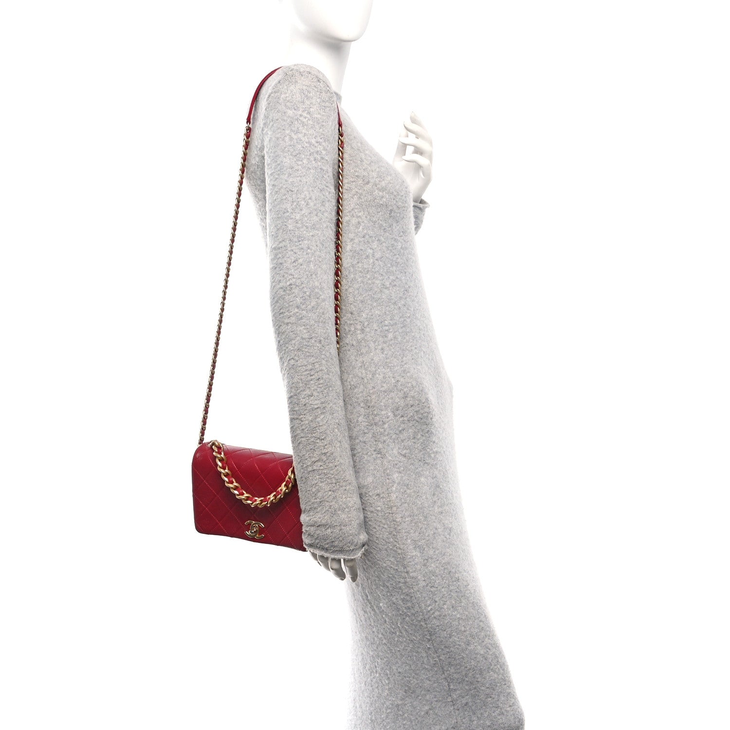 Chanel Shiny Lambskin Quilted Small Fashion Therapy Flap Bag Red