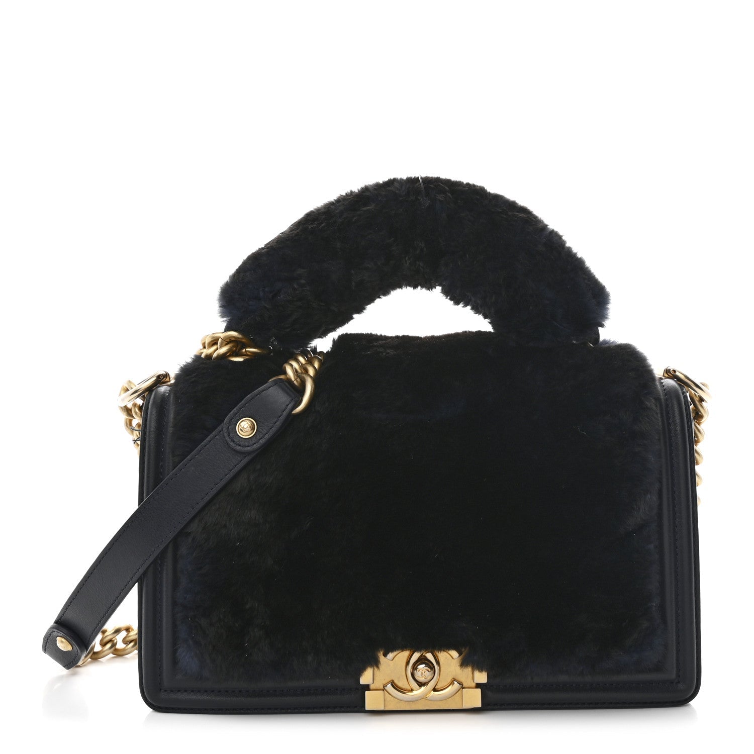 Chanel Orylag Medium Boy Top Handle Flap Navy