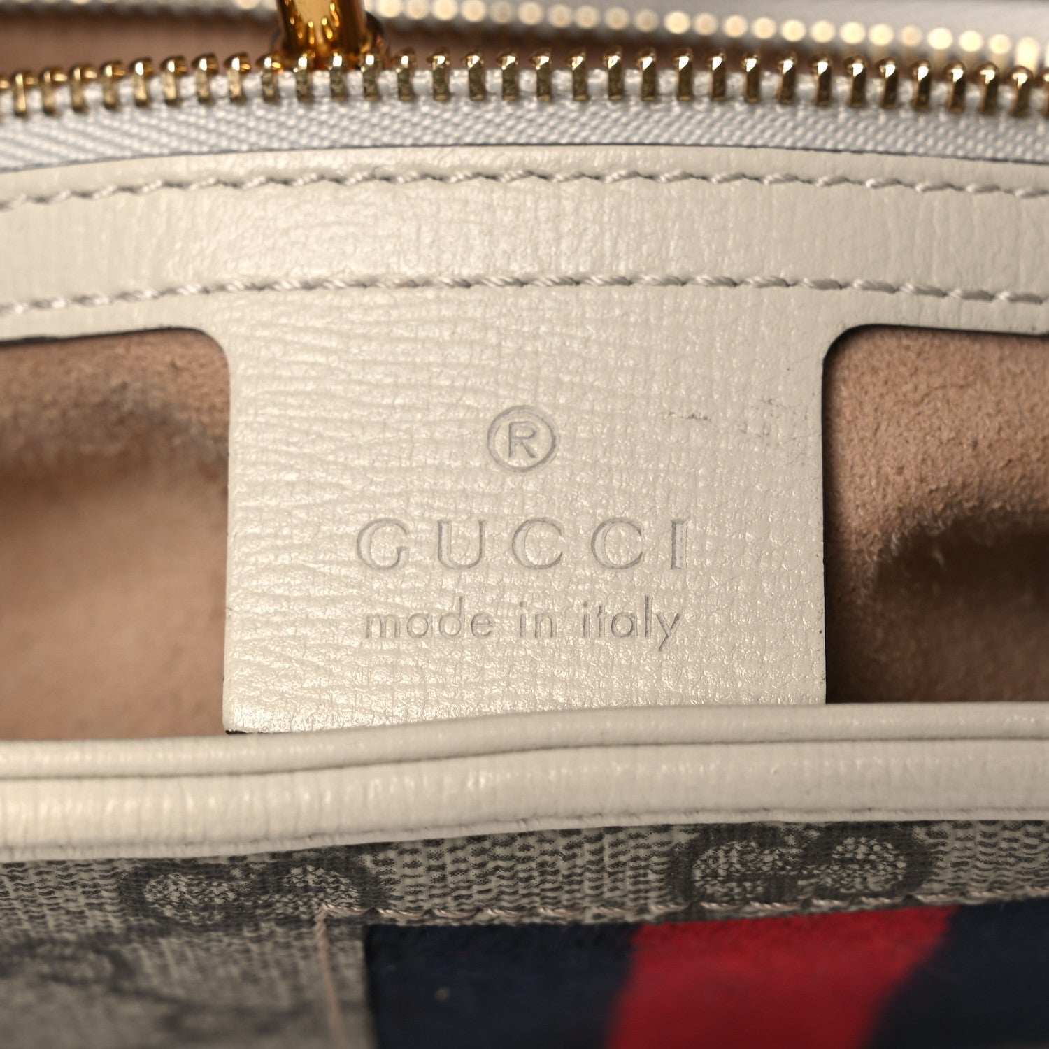 Gucci GG Supreme Monogram Azalea Calfskin Web Small Jackie 1961 Hobo Beige Ebony Mystic White