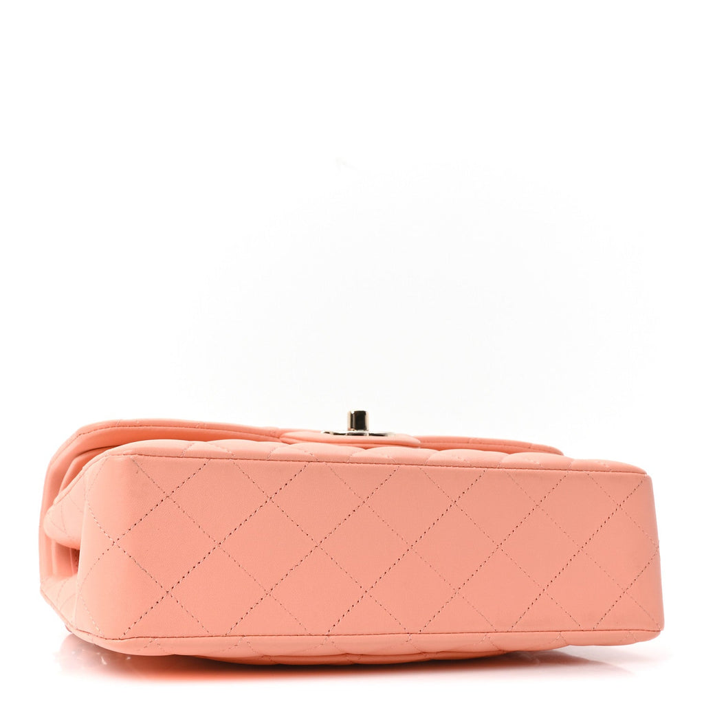 Chanel Lambskin Quilted Small Double Flap Light Orange