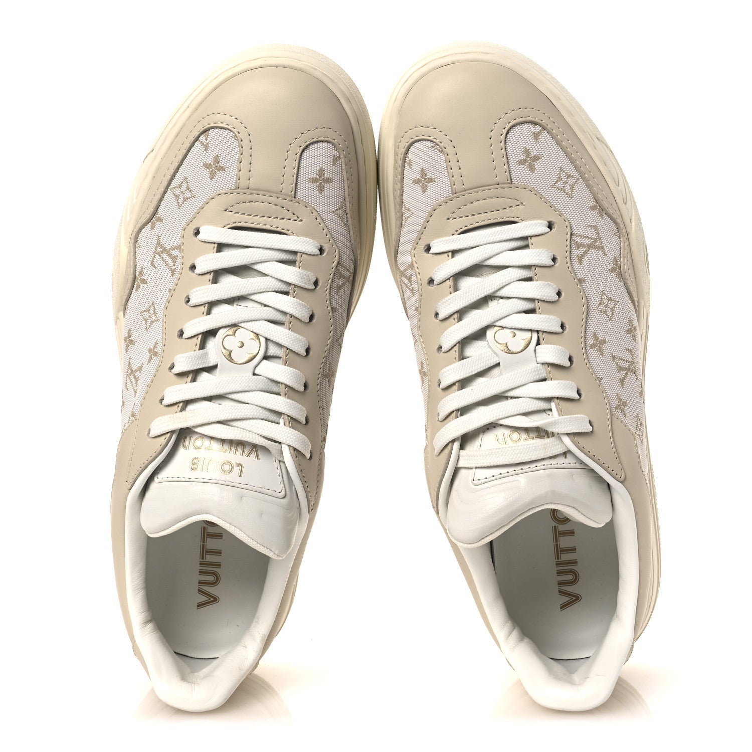Louis Vuitton Canvas Calfskin Monogram LV Groovy Platform Sneakers 39 Beige