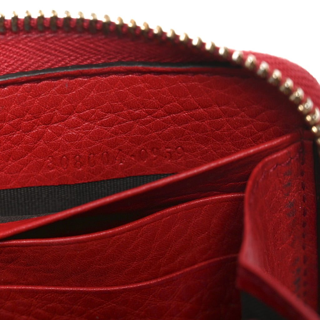 Gucci Pebbled Calfskin Soho Zip Around Wallet Red