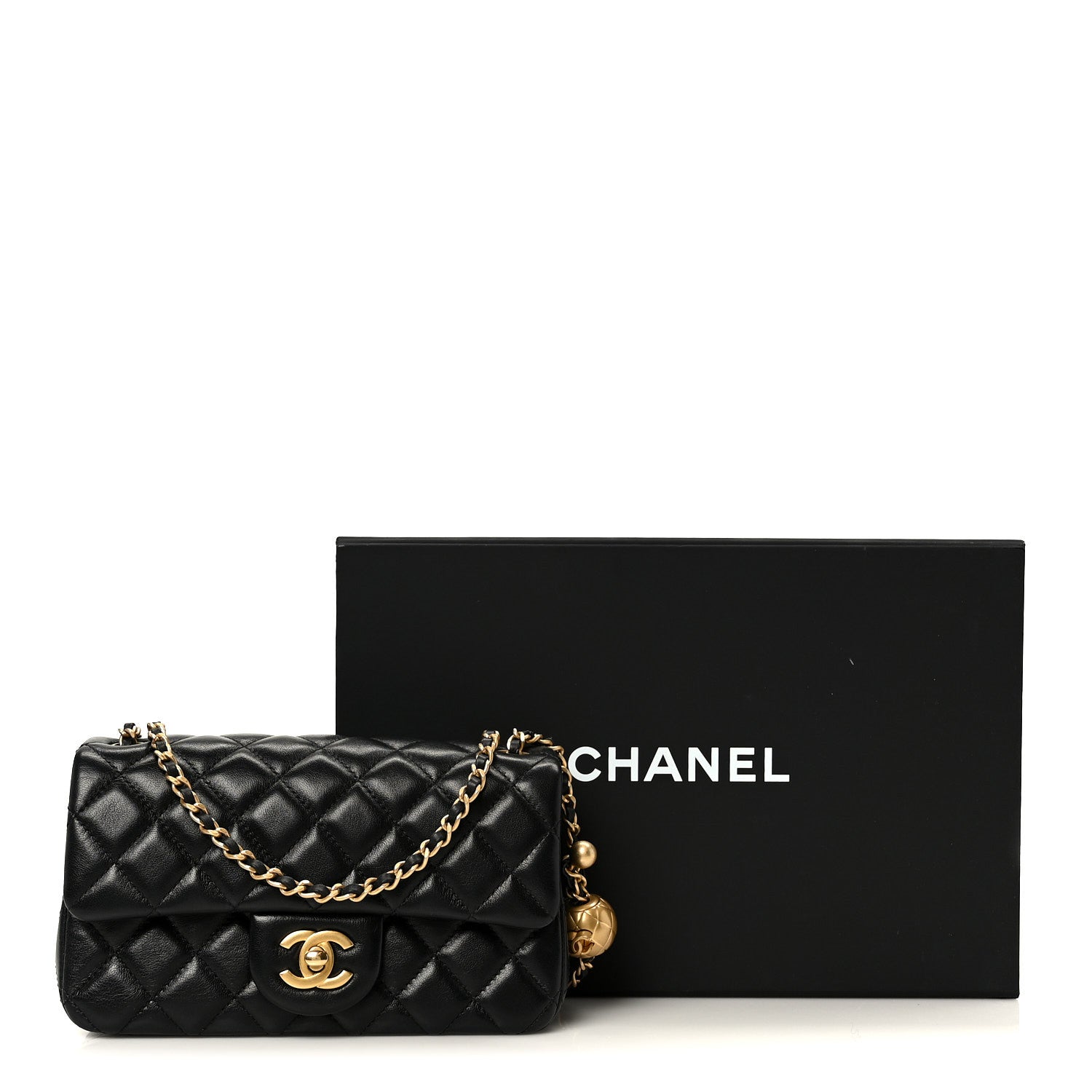 Chanel Lambskin Quilted Mini Rectangular Pearl Crush Flap Black